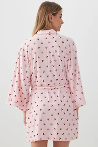 Peignoir à motif de cerises en tissu HUSHKNIT
