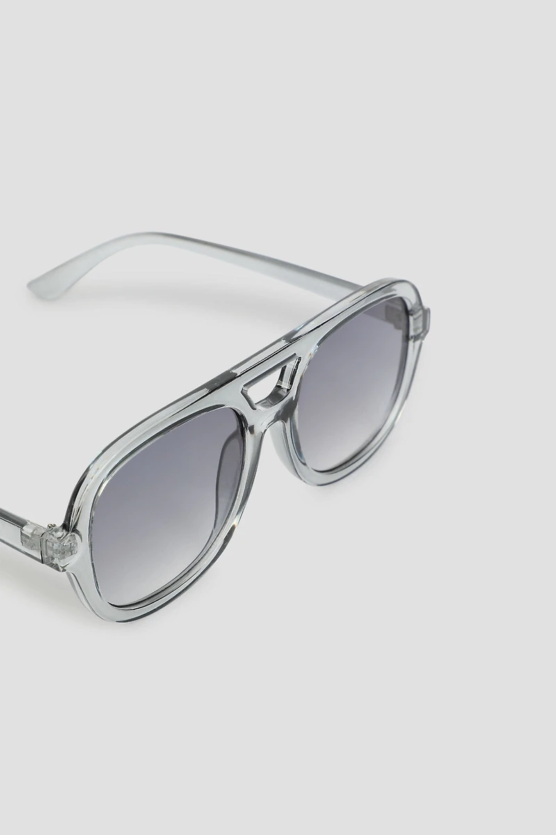 Lunettes de soleil aviateur à monture transparente