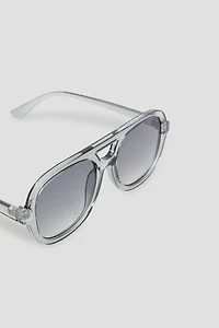 Lunettes de soleil aviateur à monture transparente