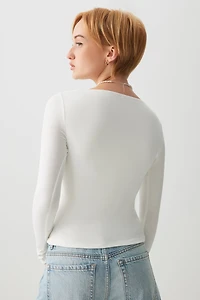 Haut à manches longues froncé l'avant