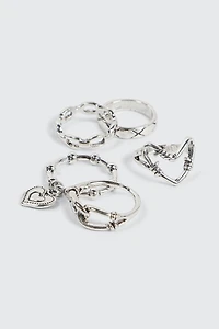 Lot de 5 bagues noeud et effet chaîne