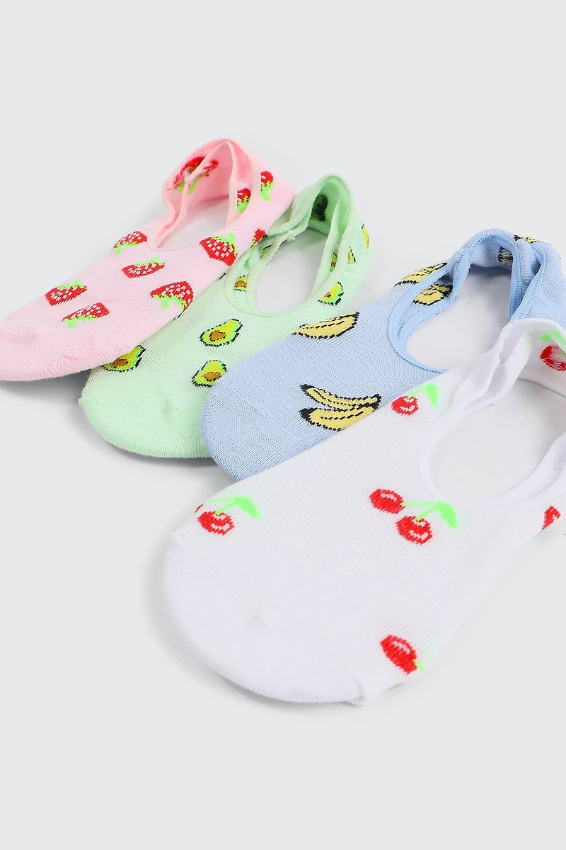 4 paires de mini-socquettes imprimées de fruits