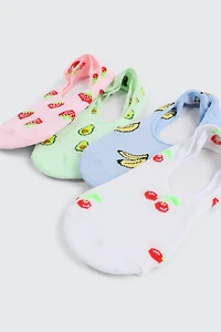4 paires de mini-socquettes imprimées de fruits