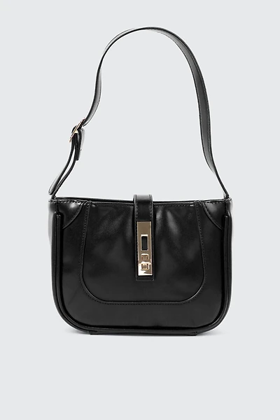 Ardene Turn Lock Shoulder Bag in | 100% Recycled Polyester/Faux Leather | Eco-Conscious