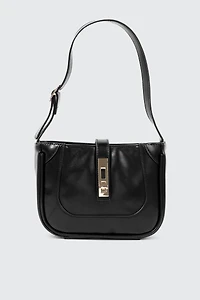 Ardene Turn Lock Shoulder Bag in | 100% Recycled Polyester/Faux Leather | Eco-Conscious