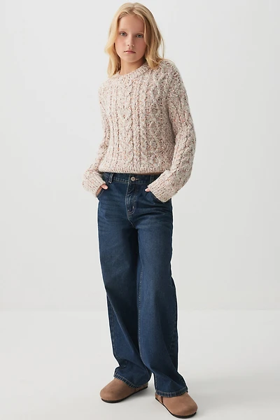 Ardene Kids Wide Leg Jeans in Blue | Size | 100% Cotton