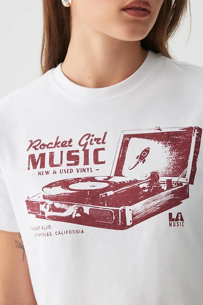 Ardene Graphic Crop T-Shirt in White | Size | 100% Cotton