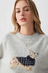 Ardene Jacquard Print Sweater in Light Grey | Size | Polyester/Elastane