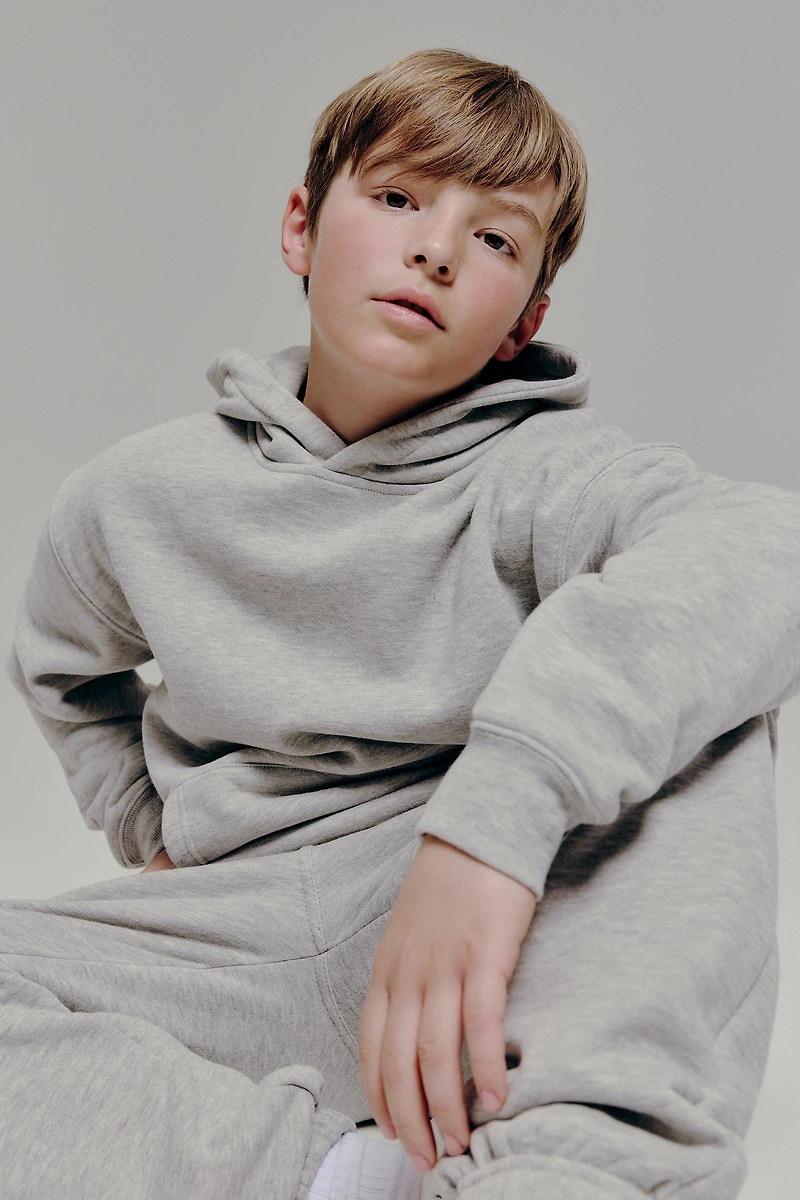 Ardene Kids Solid Hoodie in Grey | Size | Polyester/Cotton | Fleece-Lined