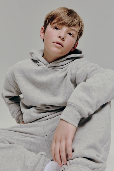 Ardene Kids Solid Hoodie in Grey | Size | Polyester/Cotton | Fleece-Lined