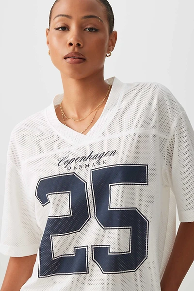 Ardene Short Mesh Football Jersey Shirt in White | Size | Polyester