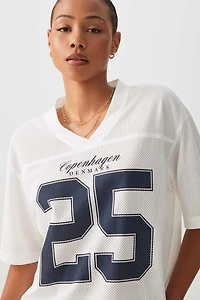 Ardene Short Mesh Football Jersey Shirt in White | Size | Polyester