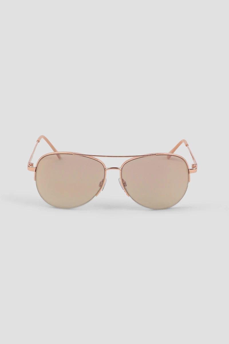 Ardene Metal Aviator Sunglasses in Medium Pink