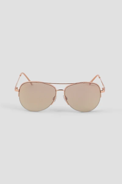 Ardene Metal Aviator Sunglasses in Medium Pink