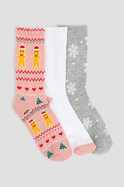 Ardene 3-Pack Festive Crew Socks | Polyester/Spandex