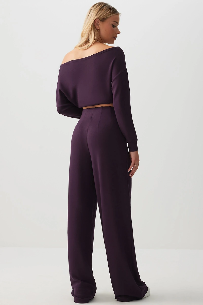 Pantalon à jambe large en maille double