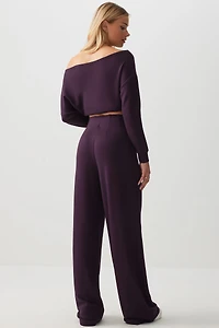 Pantalon à jambe large en maille double