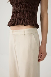 Pantalon tailleur jambe large en mélange de lin