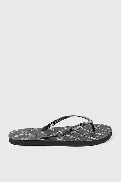 Ardene Monogram Flip-Flops Sandals in Black | Size | Eco-Conscious