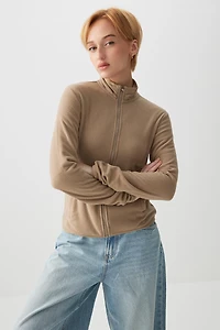 Ardene Zip Up Polar Fleece Jacket in Beige | Size | Polyester