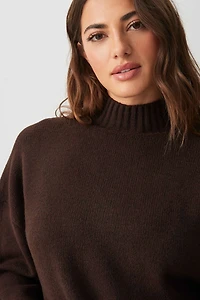 Ardene Mock Neck Sweater in Brown | Size | Polyester/Spandex