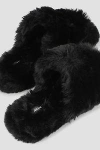 Pantoufles duveteuses à bride bouffante