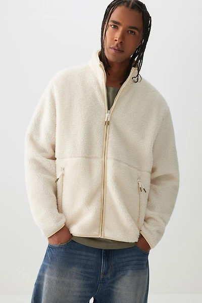 Ardene Man Sherpa Jacket For Men in Off-White | Size | 100% Cotton/Polyester