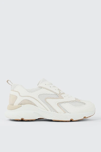 Ardene Retro Lace Up Sneakers in White | Size