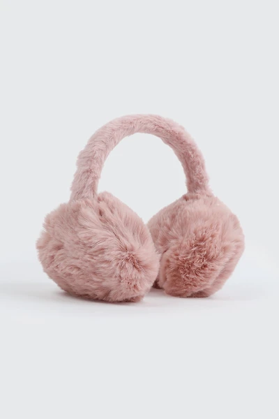Ardene Faux Fur Earmuffs in Medium Pink | Polyester