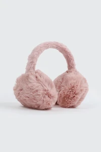 Ardene Faux Fur Earmuffs in Medium Pink | Polyester