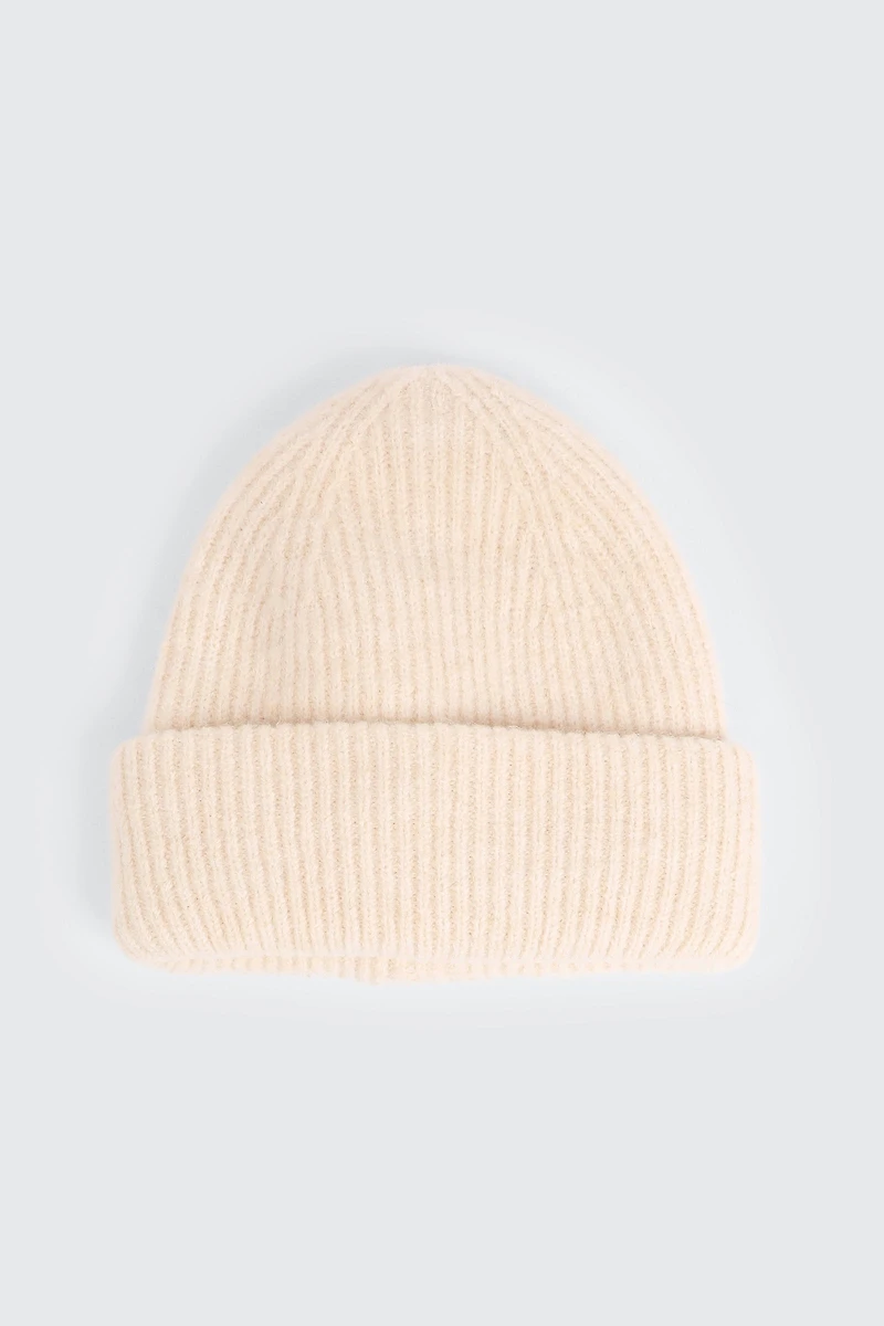 Ardene Rib Beanie in Beige | Nylon/Elastane