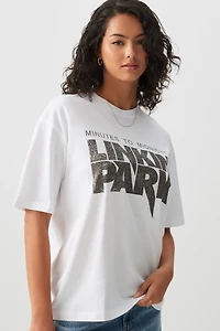 Ardene Oversized Linkin Park T-Shirt in White | Size | 100% Cotton