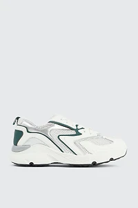 Ardene Two-Tone Sneakers with Silver Details in Dark Green | Size