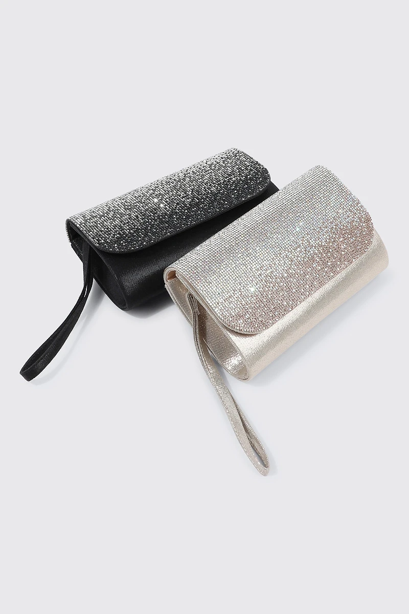 Pochette à rabat ornée de strass