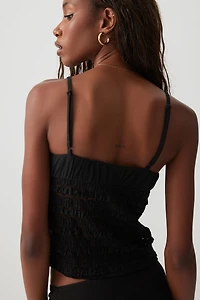 Camisole en dentelle à buste froncé