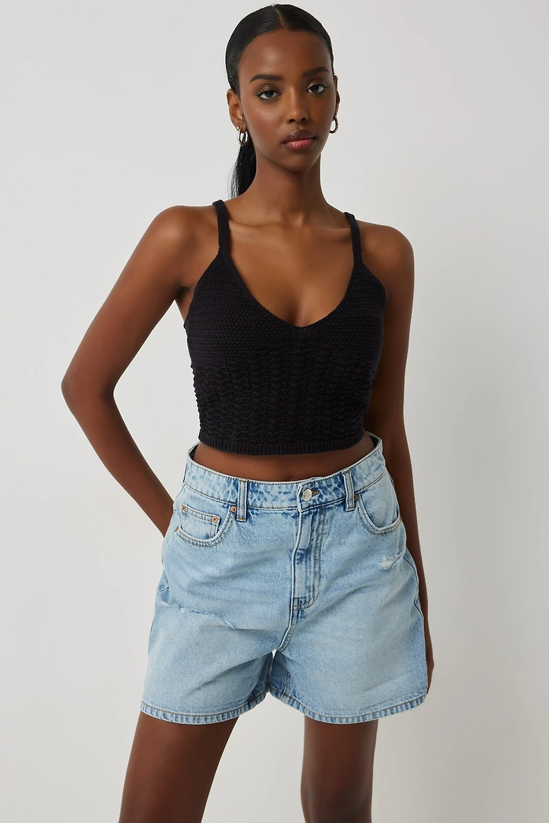 Camisole courte en tricot à col V