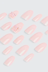 Ardene 20-Pack Pearl Finish Ballerina Fake Nails in Light Pink