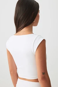 T-shirt à col V et mancherons doux comme du beurre