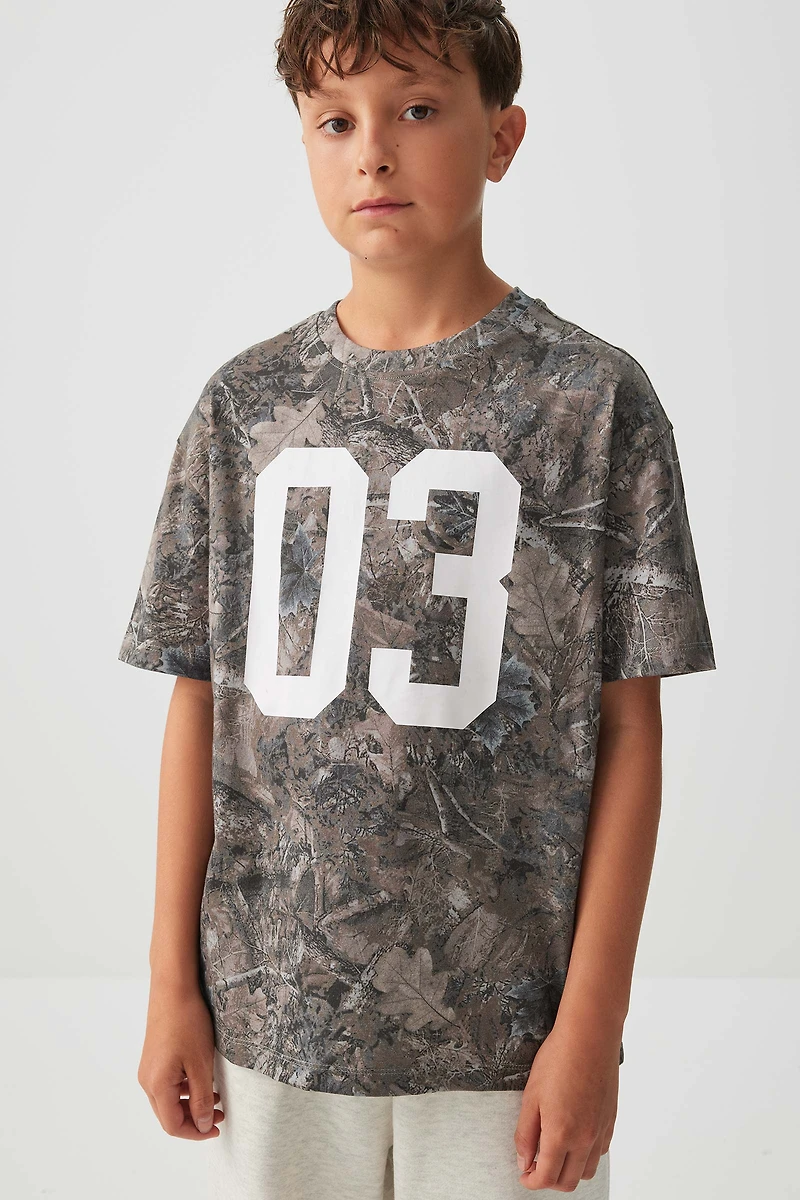 Ardene Kids Oversized Graphic T-Shirt in Dark Grey | Size | Cotton