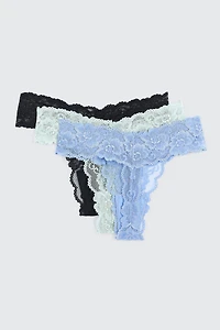 Trio de culottes tanga en dentelle