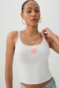 Camisole à col dégagé et bordure dentelle