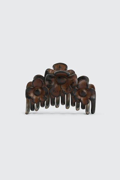 Ardene Floral Wood Effect Hair Claw in Brown