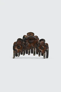 Ardene Floral Wood Effect Hair Claw in Brown