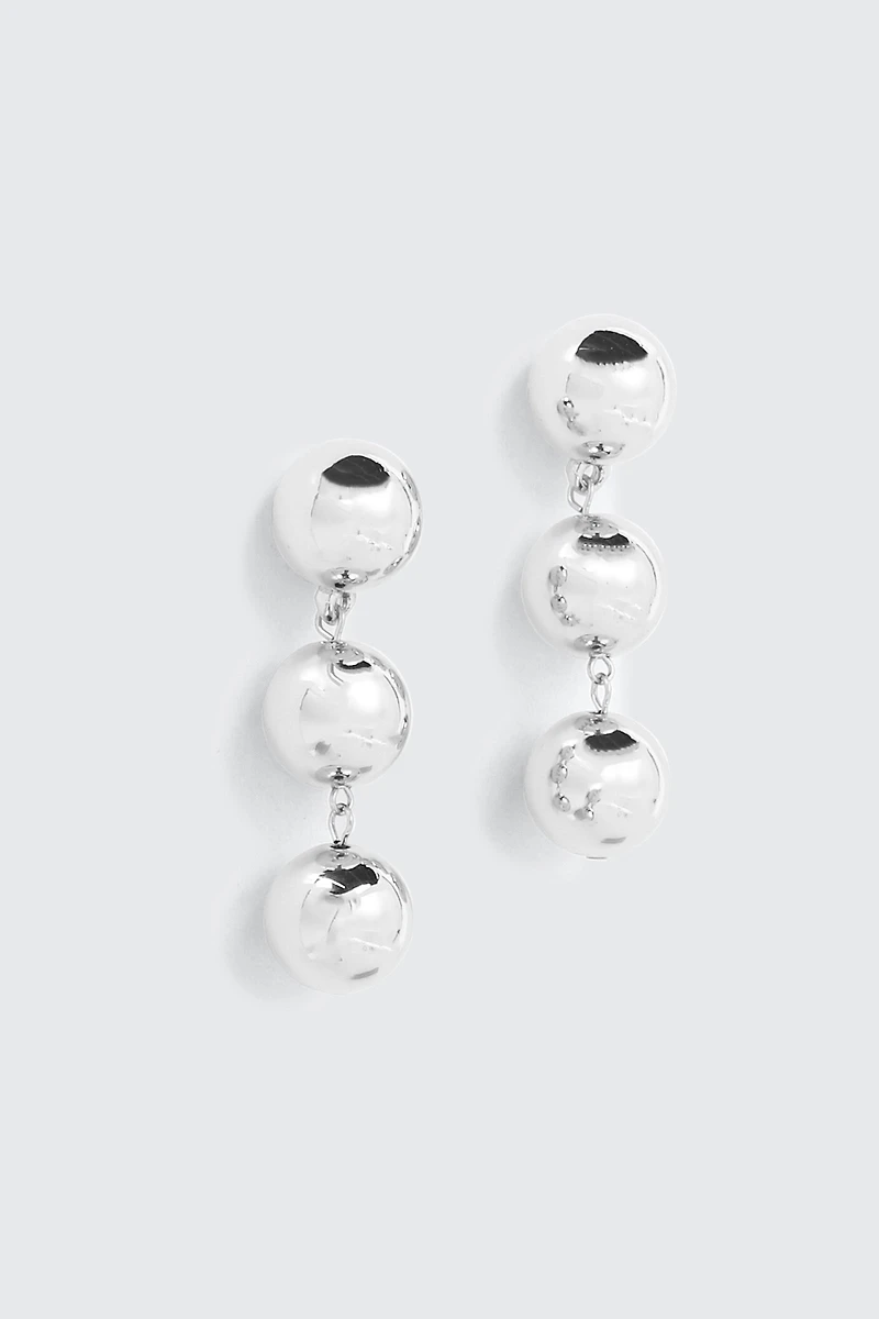 Ardene 3-Ball Drop Earrings in Silver | Stainless Steel