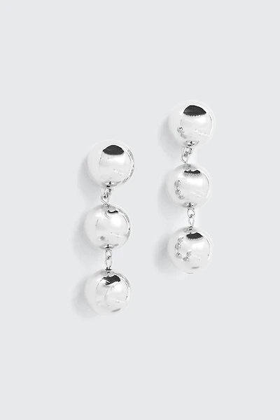 Ardene 3-Ball Drop Earrings in Silver | Stainless Steel