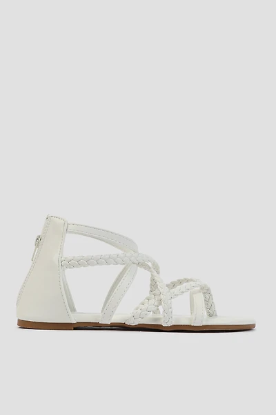 Ardene Braided Gladiator Sandals in White | Size | Faux Leather