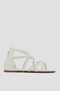 Ardene Braided Gladiator Sandals in White | Size | Faux Leather