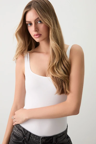 Ardene Basic Super Soft Slip On Bodysuit in White | Size | Polyester/Elastane | Eco-Conscious