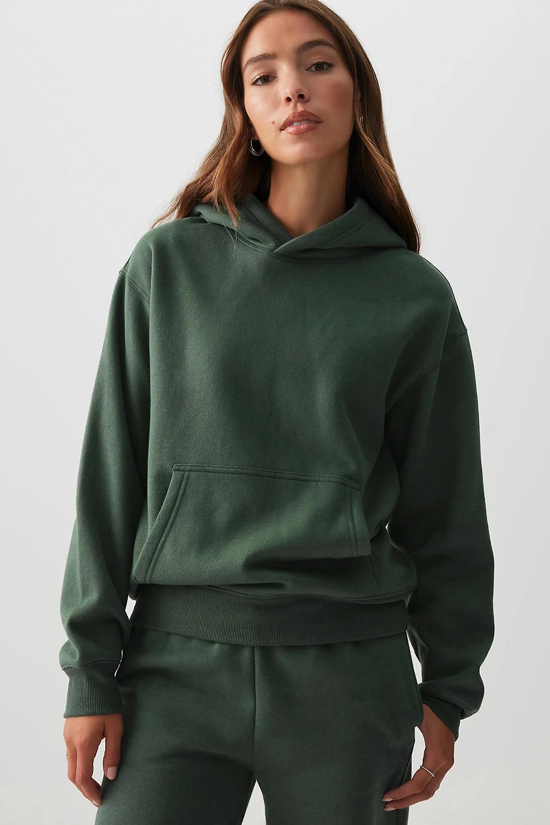 Ardene MADESOFT Fleece Hoodie in Thyme | Size | Polyester/Cotton | Eco-Conscious