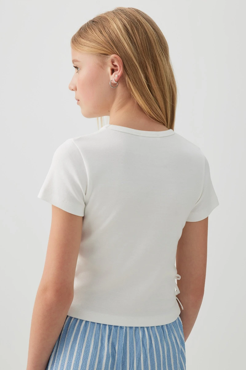 T-shirt côtelé à boucles latérales